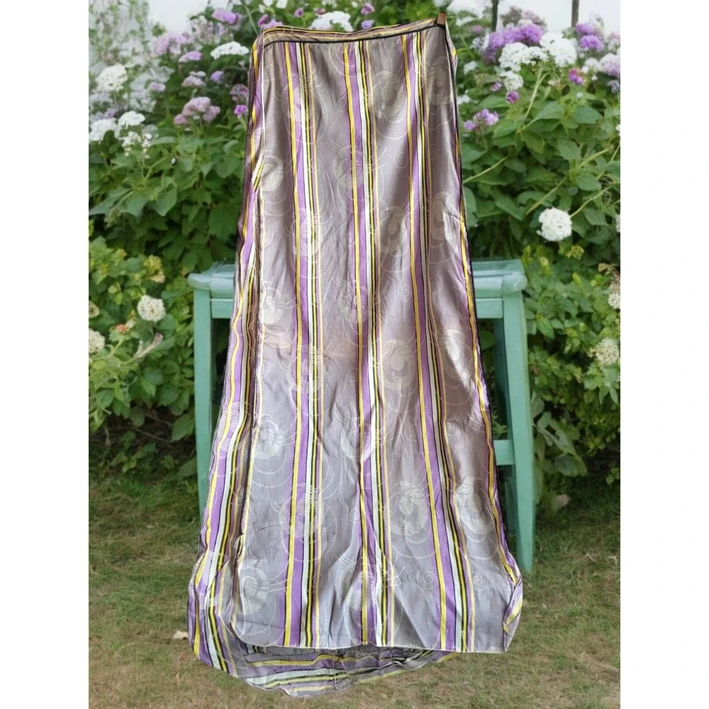 Vintage MCM Mattress Ticking New Old Stock  Purple Gray Yellow‎